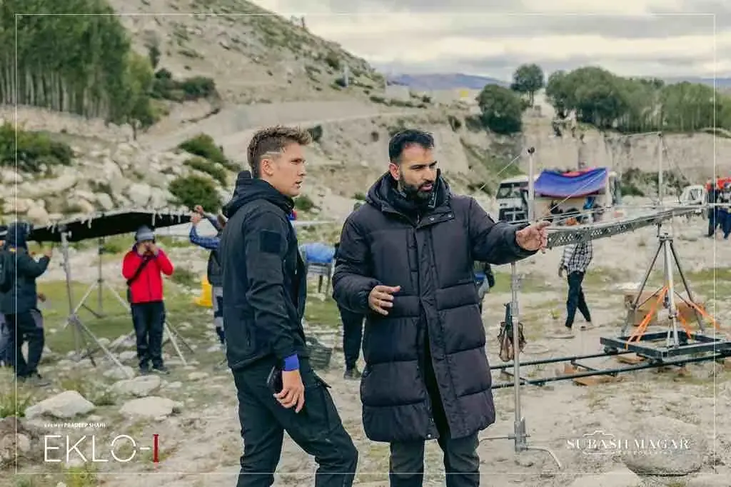 Pradeep & Jamie on set
